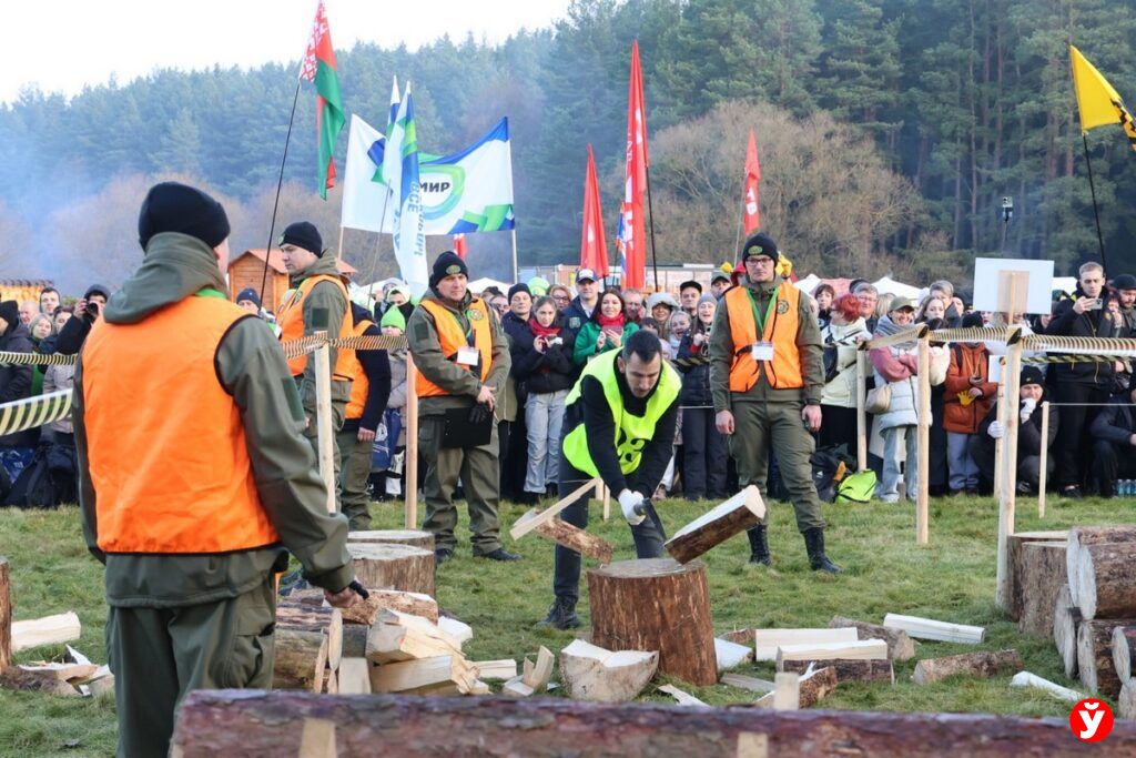 В Минском районе проходит чемпионат по колке дров среди СМИ
