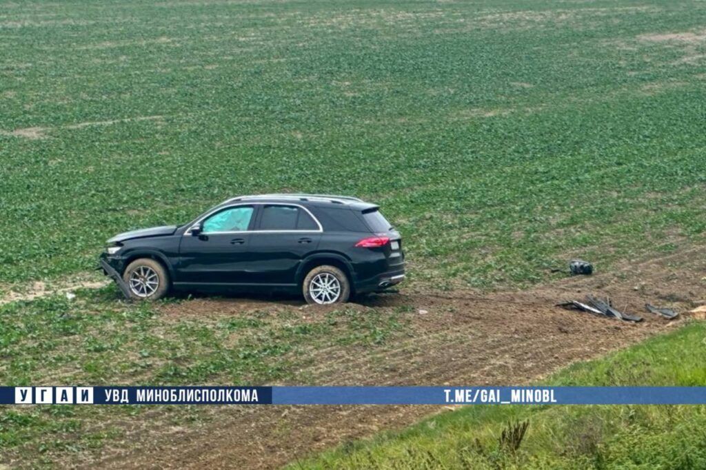 Под Минском водитель оказался в кювете из-за собаки